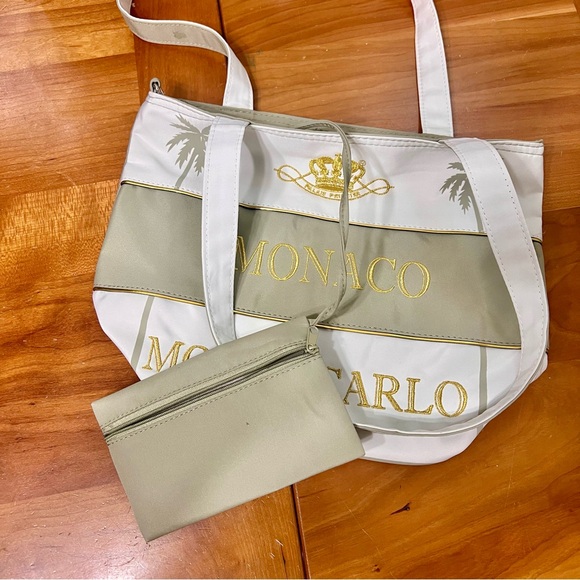 Vintage Monte Carlo Monaco Tote Bag , Small Travel Bag, Mini Bag, Shoulder Bag - Picture 3 of 7